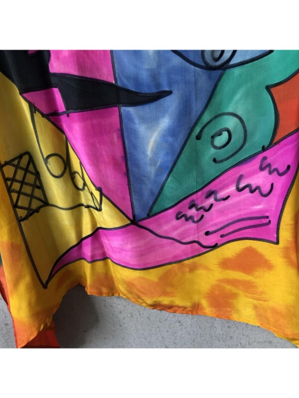 Dilemma Tunic Top Womens One Size Multicolor Abstract Silk Artsy Boho Oversized - Picture 14 of 16